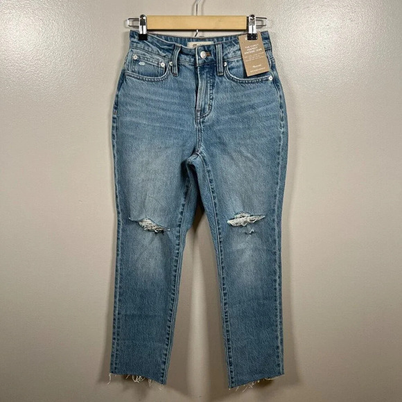 Madewell Curvy Perfect Vintage Jean Size 25 Petite Liland Light Wash Distressed - Picture 1 of 13